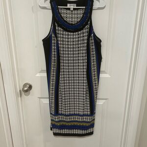dressbarn Black and Blue Geometric Mini Dress